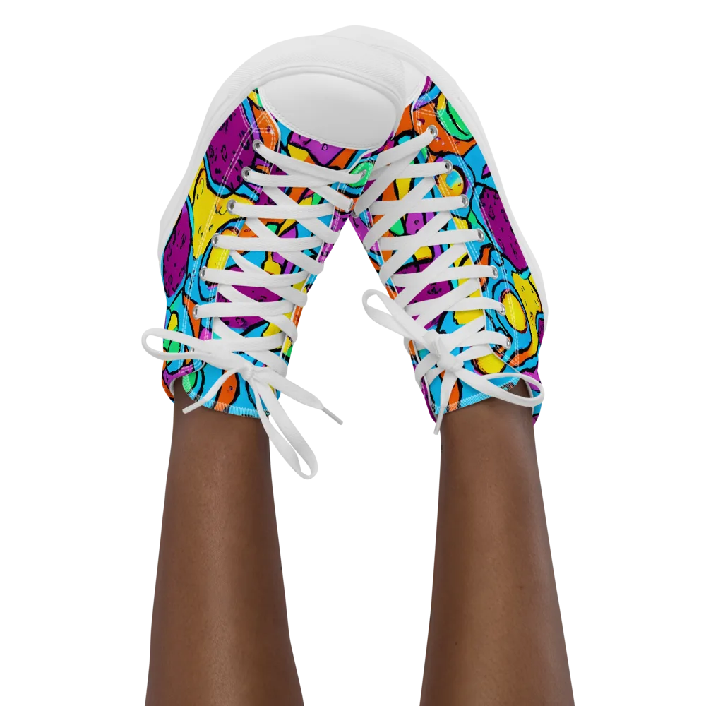 Chromatic Playground on Women's High Top Canvas Shoes — Front