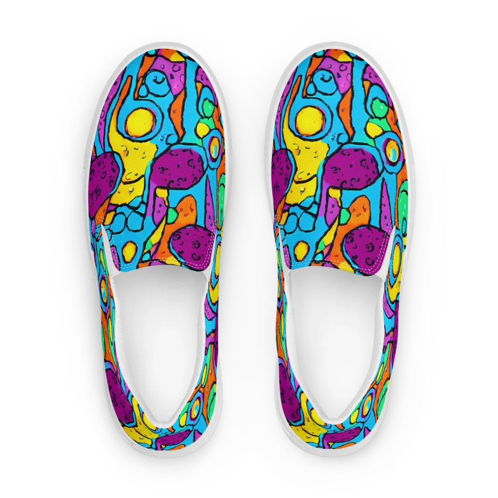 Chromatic Playground on Men's Slip-On Canvas Shoes — Front