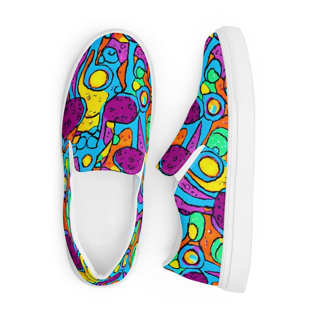 Chromatic Playground on Men's Slip-On Canvas Shoes — Front