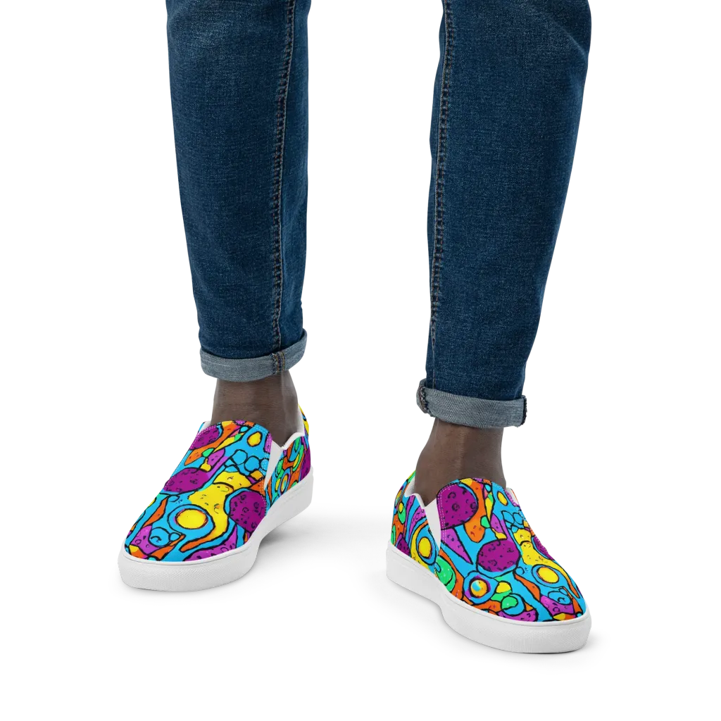 Chromatic Playground on Men's Slip-On Canvas Shoes — Front