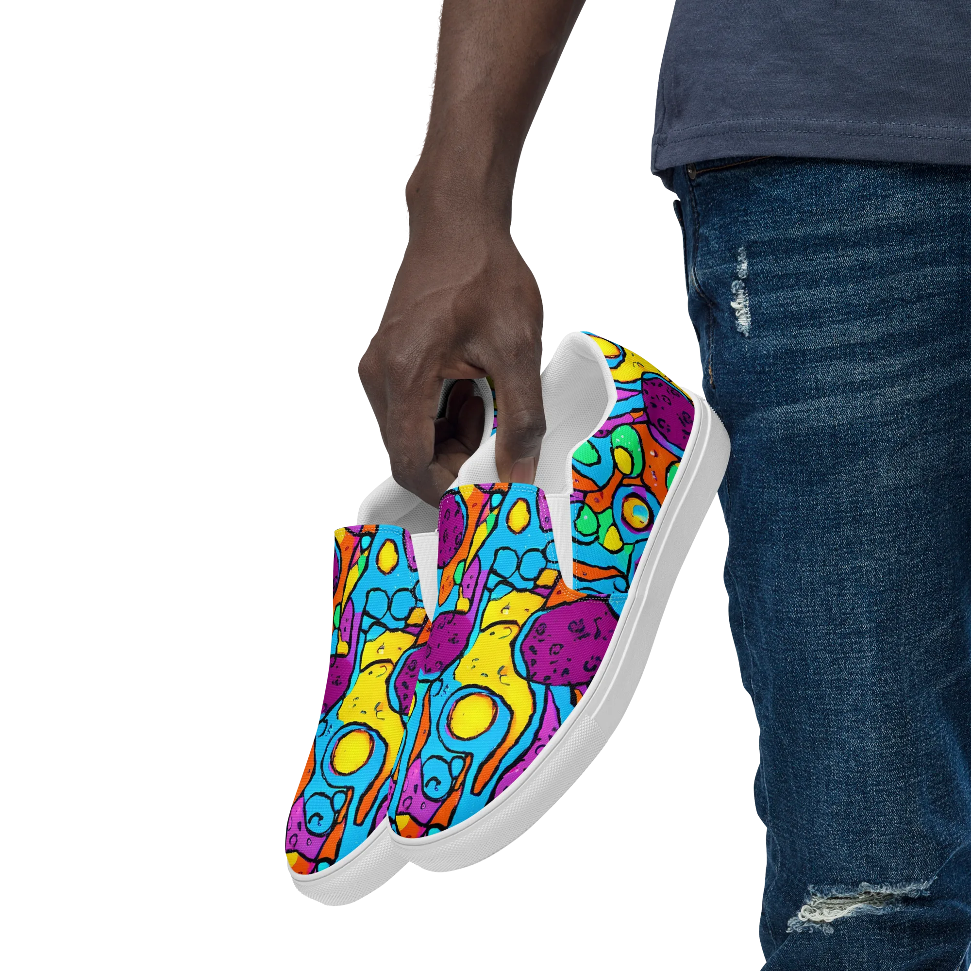 Chromatic Playground on Men's Slip-On Canvas Shoes — Left Front