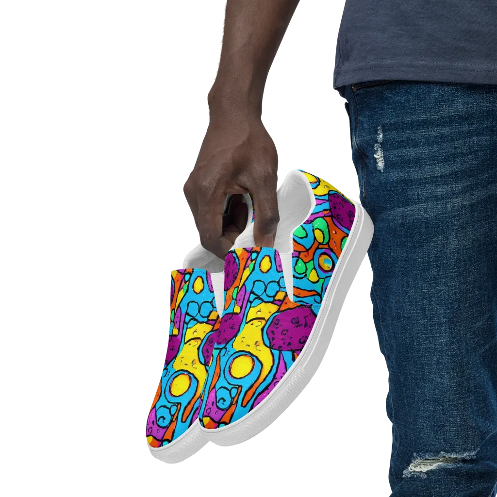 Chromatic Playground on Men's Slip-On Canvas Shoes — Left Front