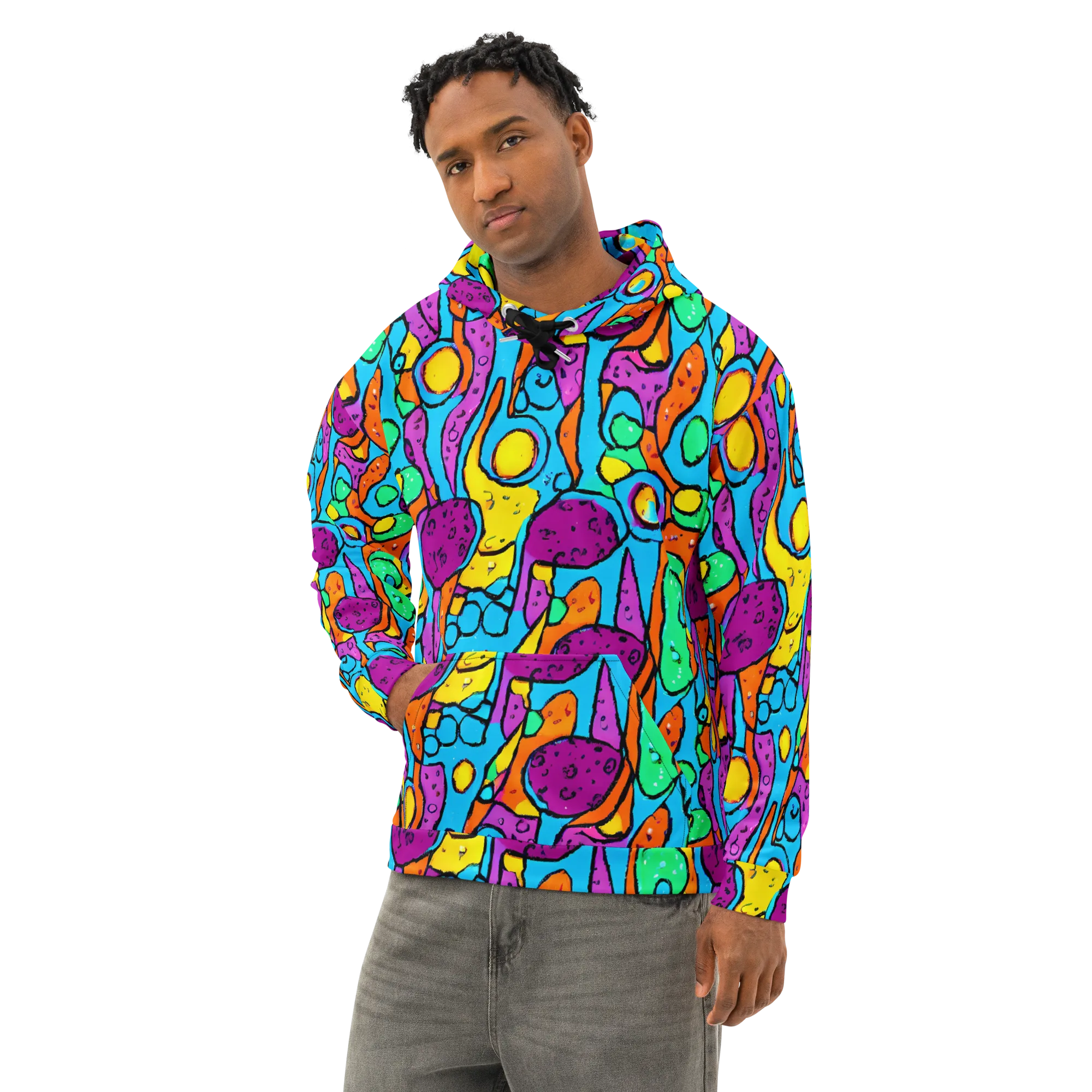 Chromatic Playground on Cotton Hoodie — Left Front
