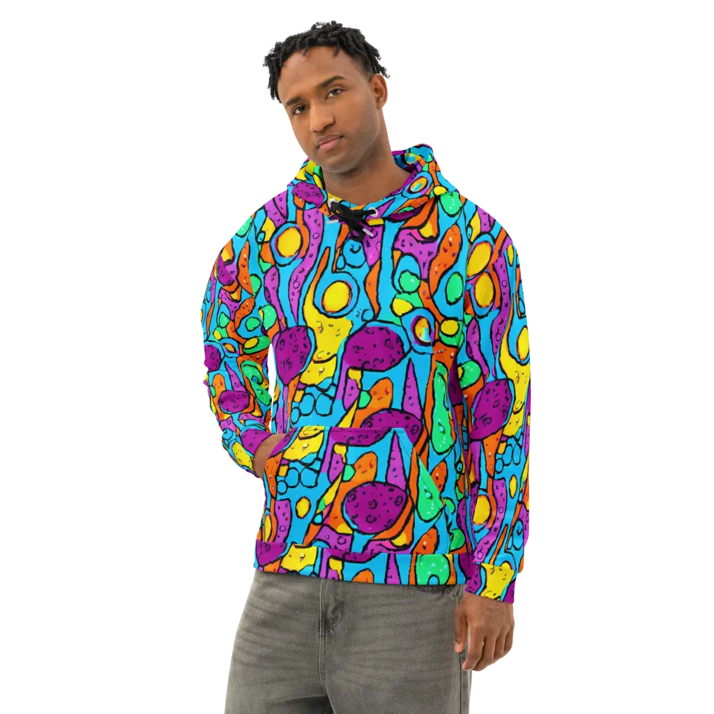 Chromatic Playground on Cotton Hoodie — Left Front