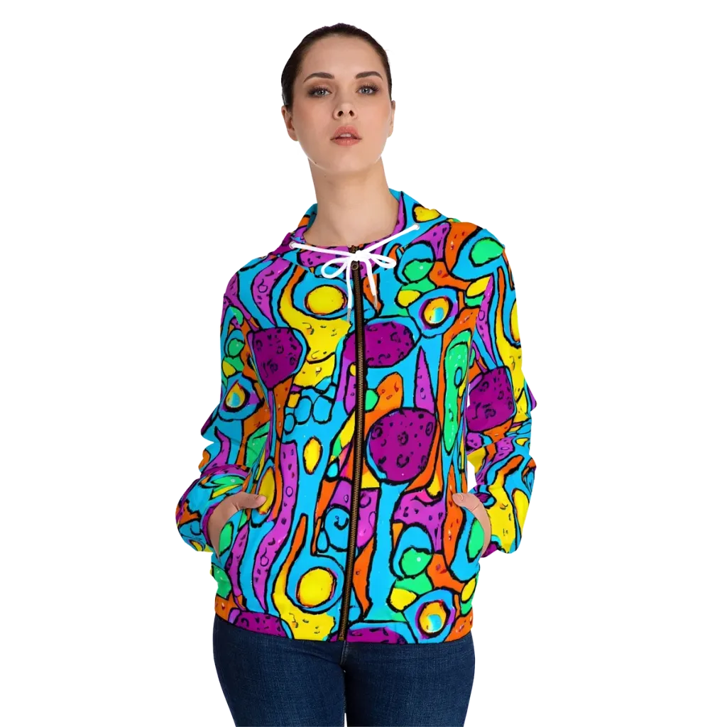 Chromatic Playground on Women's Full-Zip Hoodie — Front On Person