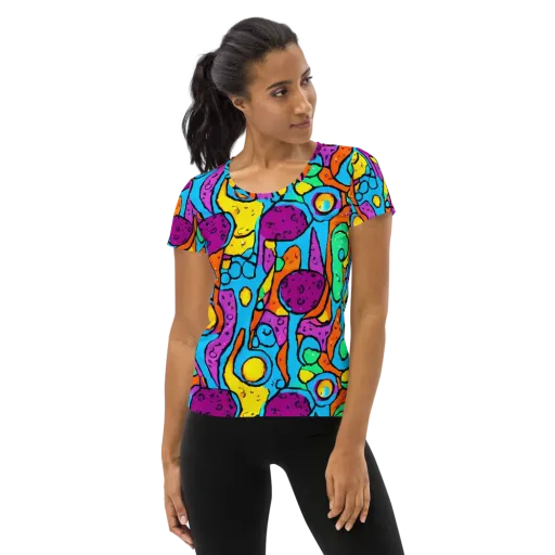 Chromatic Playground on a Women's Athletic T-Shirt
