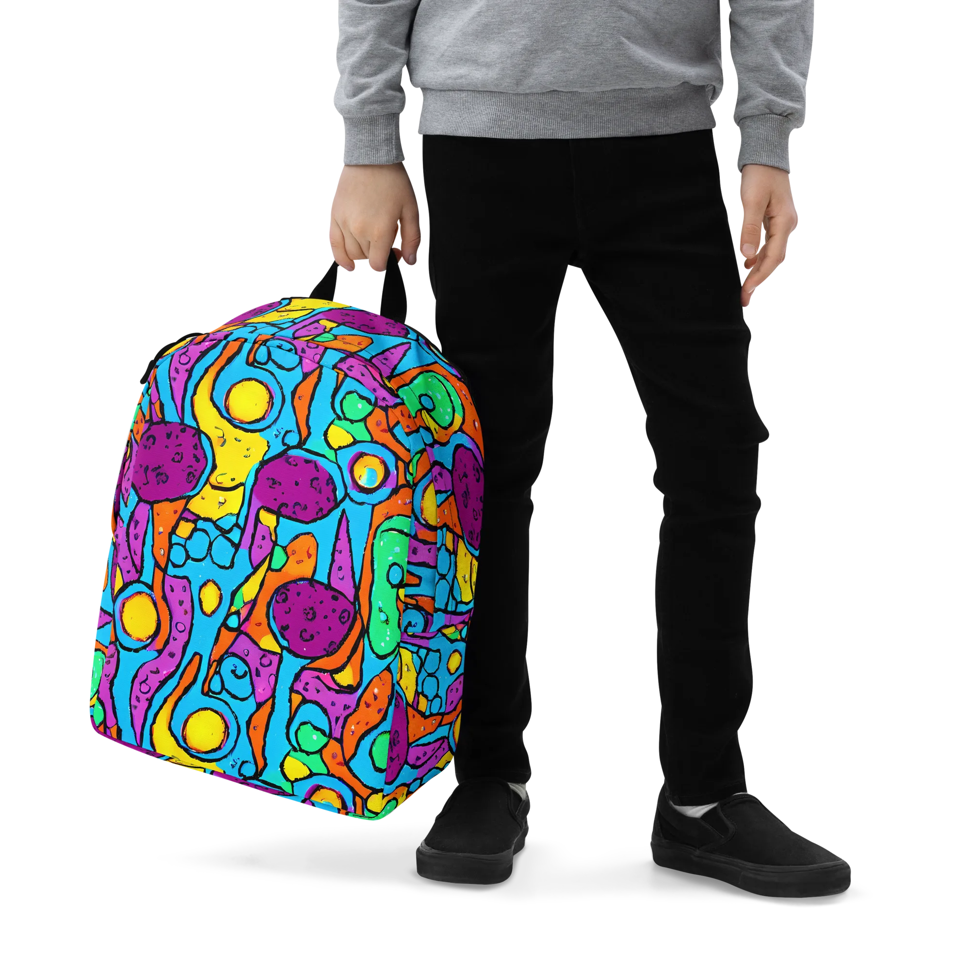 Chromatic Playground on Minimalist Backpack — Zoomed-in
