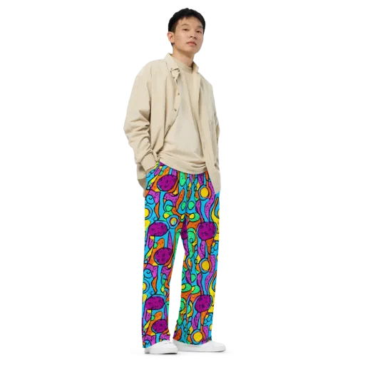 Chromatic Playground on a Wide-Leg Pants