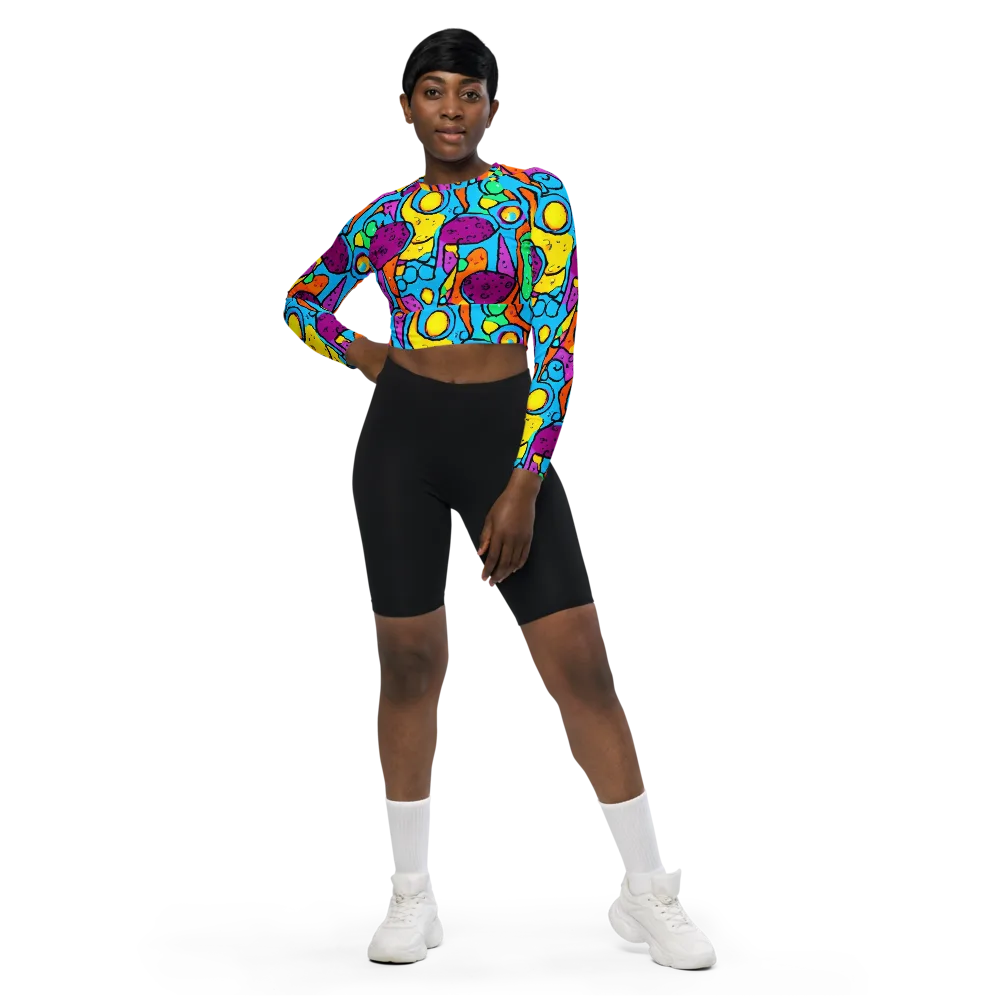 Chromatic Playground on Long Sleeve Crop Top — Front