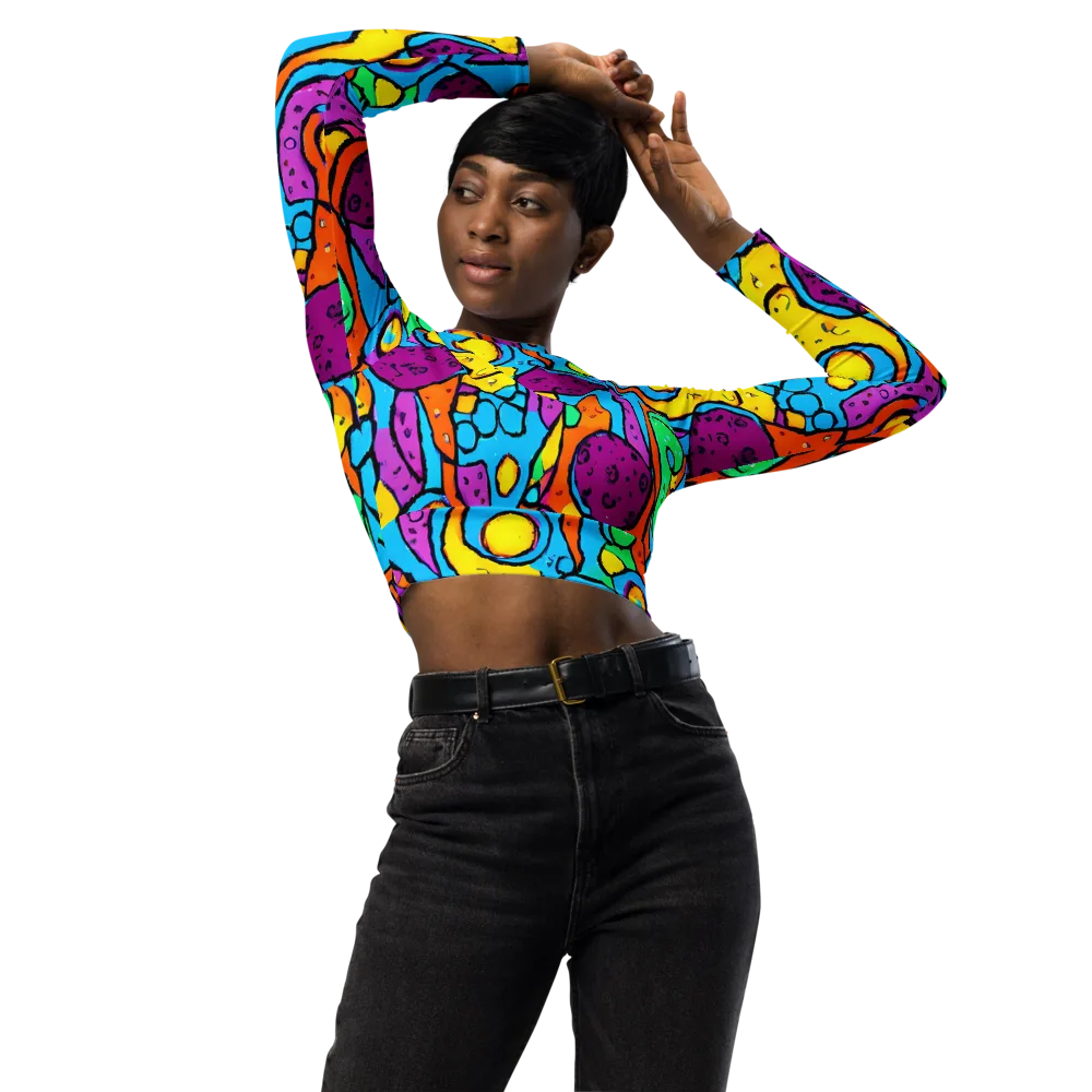 Chromatic Playground on Long Sleeve Crop Top — Front