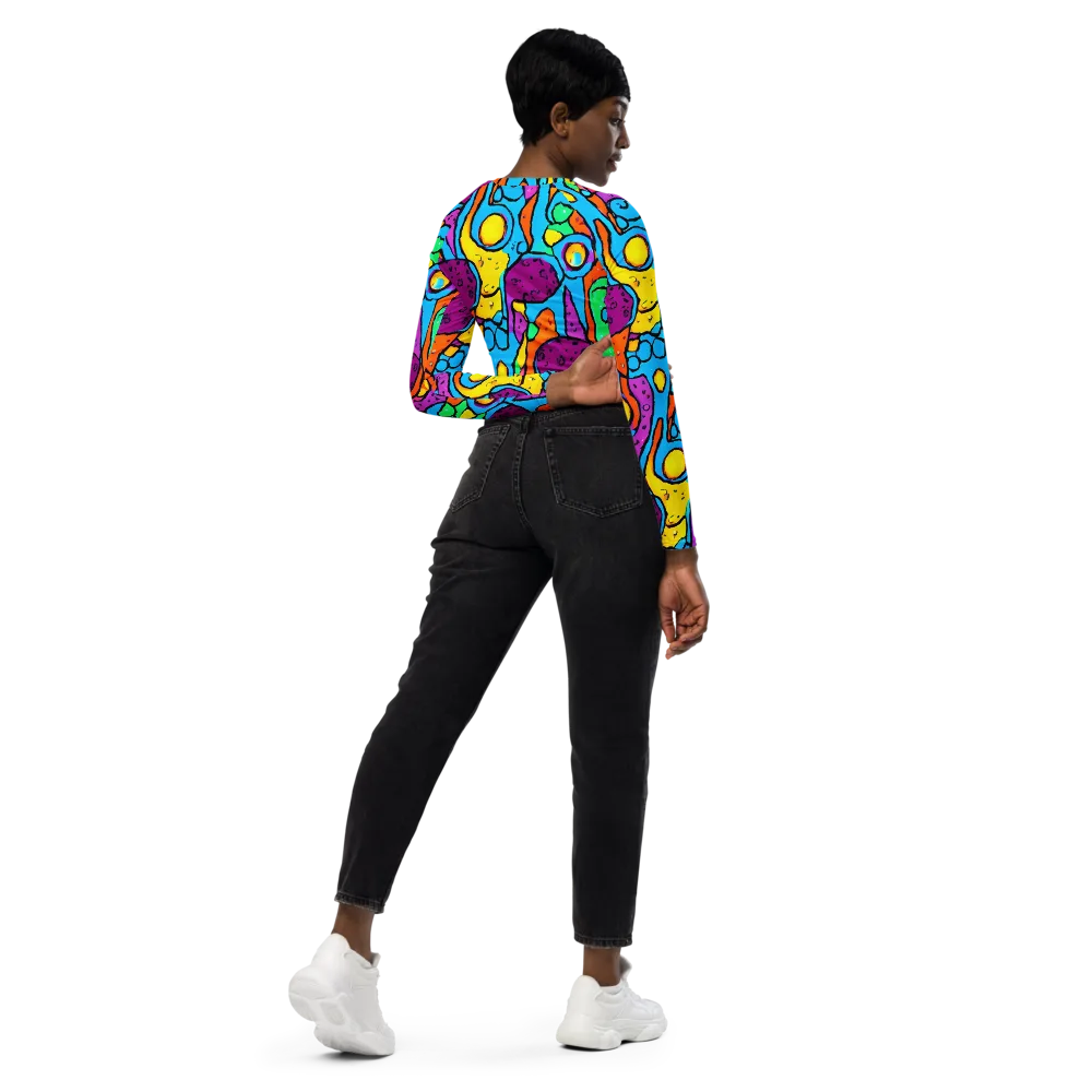 Chromatic Playground on Long Sleeve Crop Top — Right Back