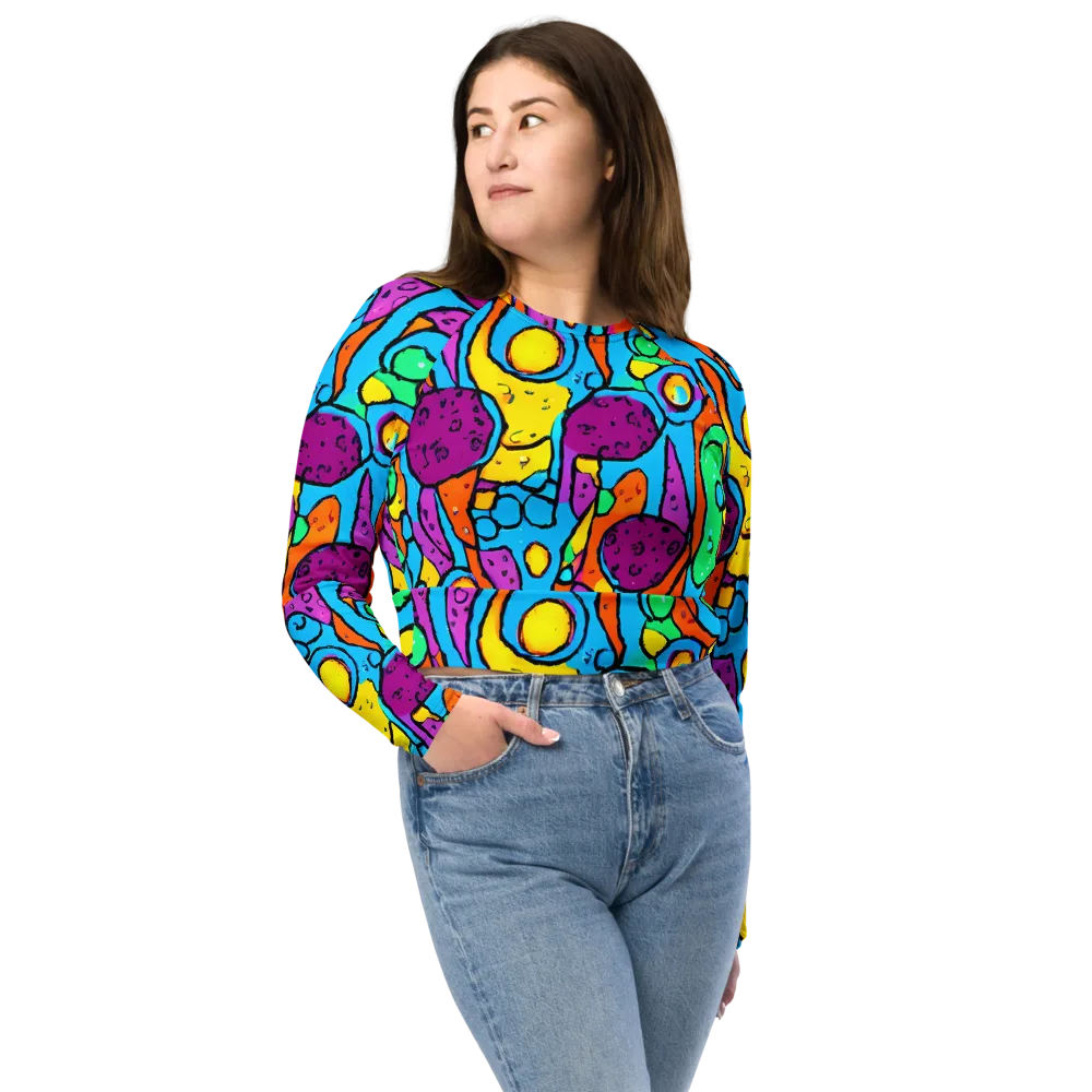 Chromatic Playground on Long Sleeve Crop Top — Front