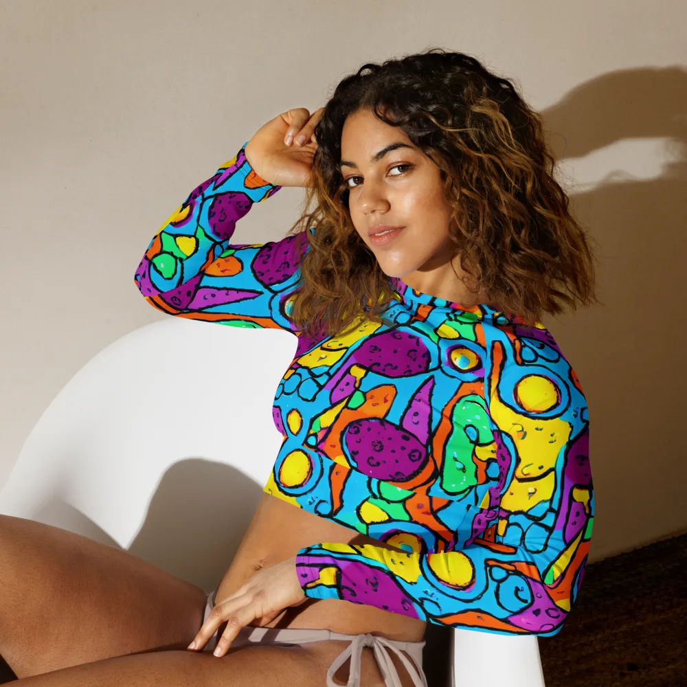 Chromatic Playground on Long Sleeve Crop Top — Left Front