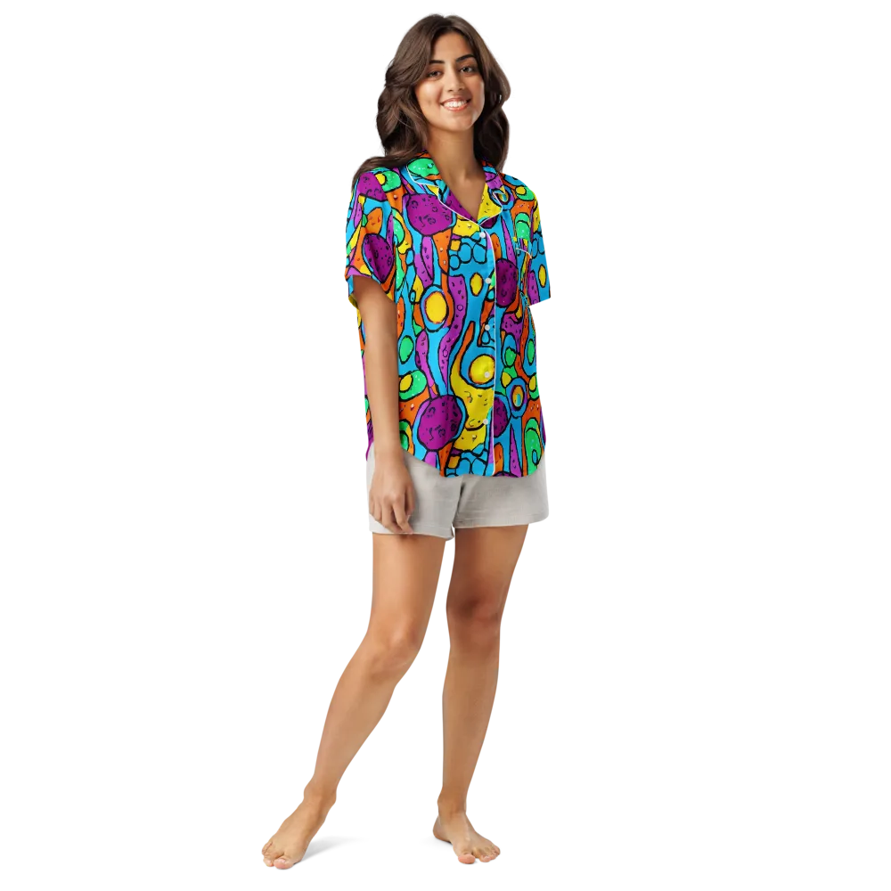 Chromatic Playground on Women's Short Sleeve Pajama Top — Front