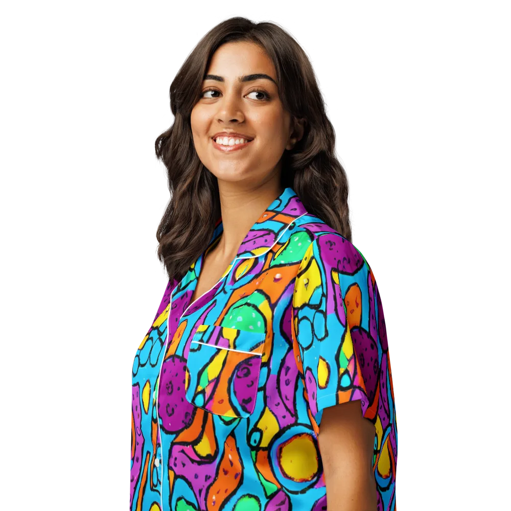 Chromatic Playground on Women's Short Sleeve Pajama Top — Left Front