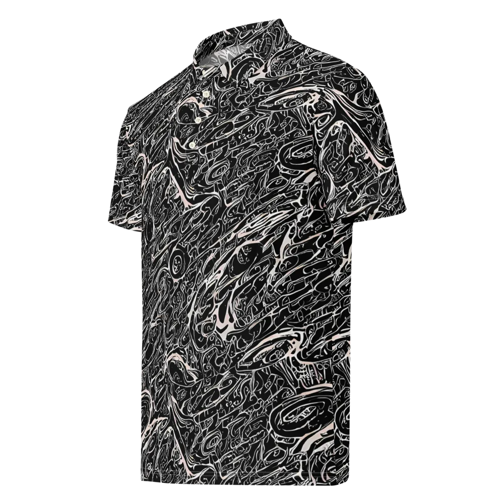 Ink Noir on Men's Slim Fit Polo Shirt — Left Front