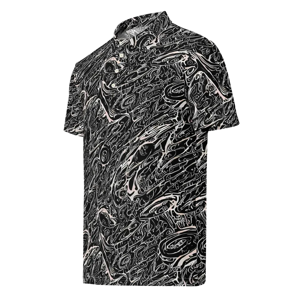 Ink Noir on Men's Slim Fit Polo Shirt — Left Front