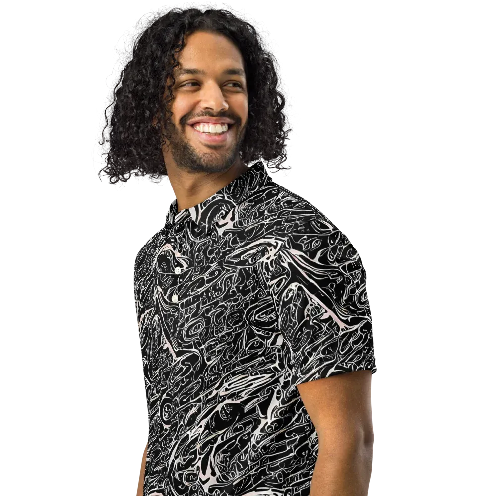 Ink Noir on Men's Slim Fit Polo Shirt — Left Front