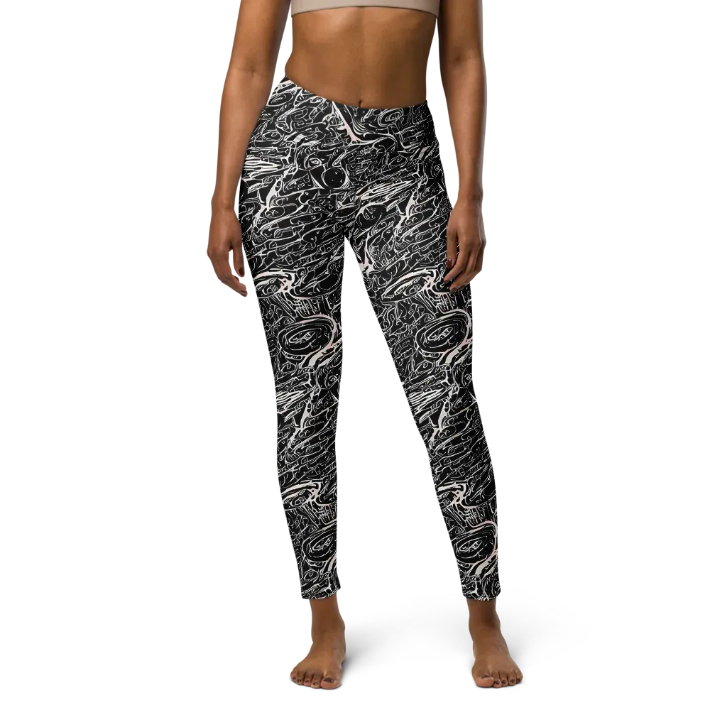 Ink Noir on Yoga Leggings — Front