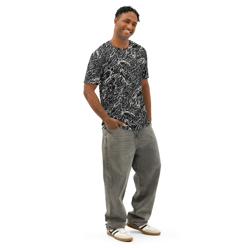 Ink Noir on Men's Cotton Crew Neck T-Shirt — Right Front