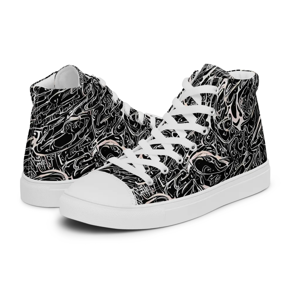 Ink Noir on Men's High Top Canvas Shoes — Left
