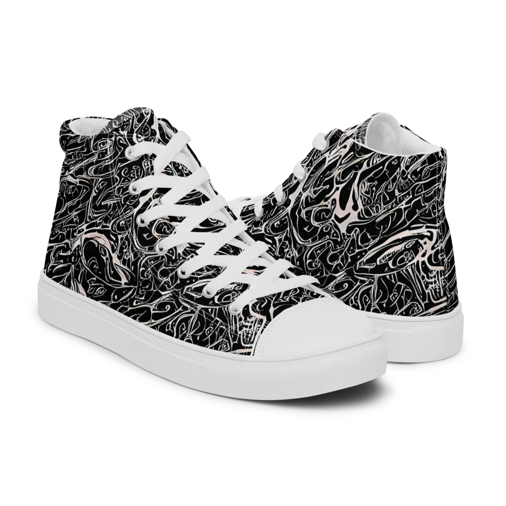 Ink Noir on Men's High Top Canvas Shoes — Right