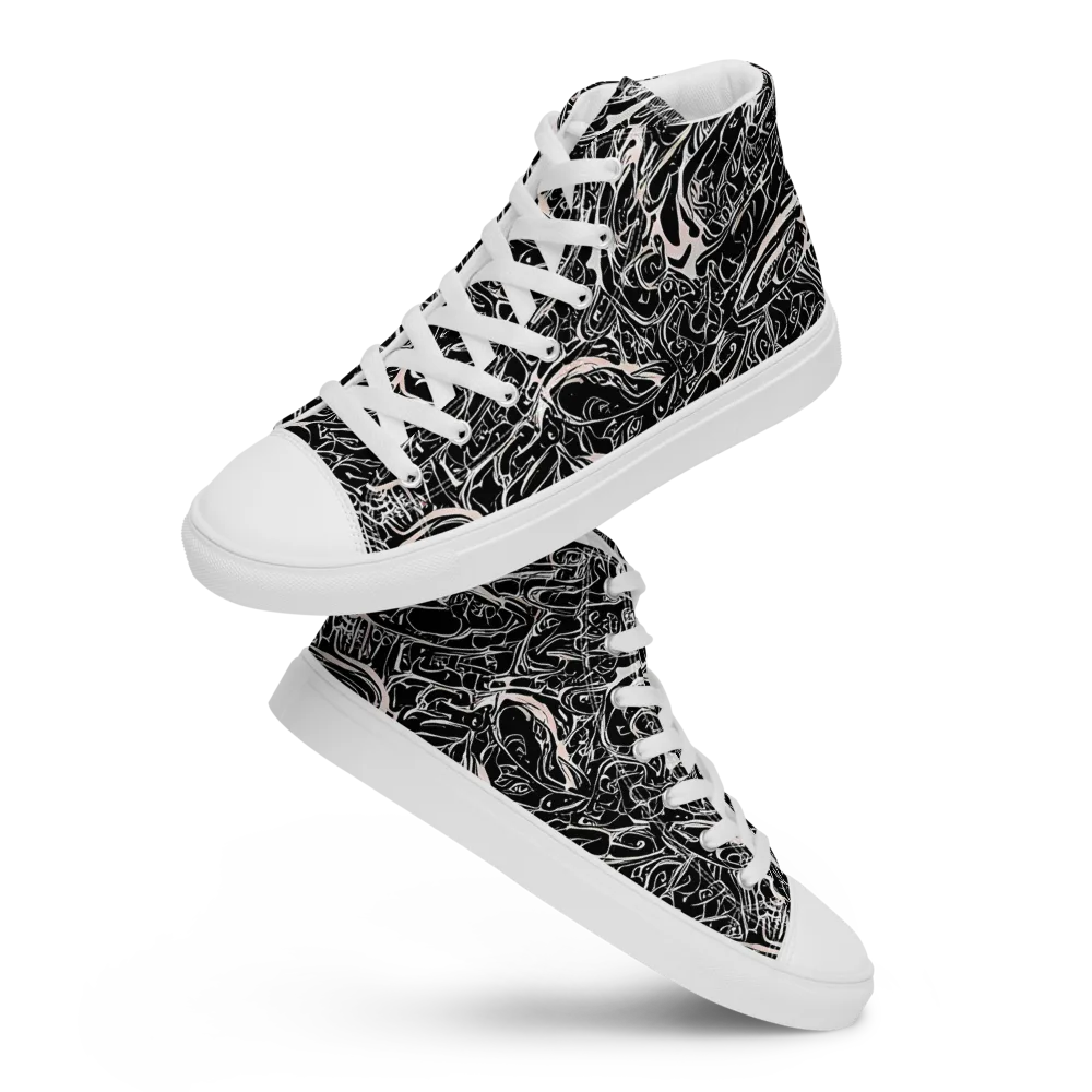 Ink Noir on Men's High Top Canvas Shoes — Front