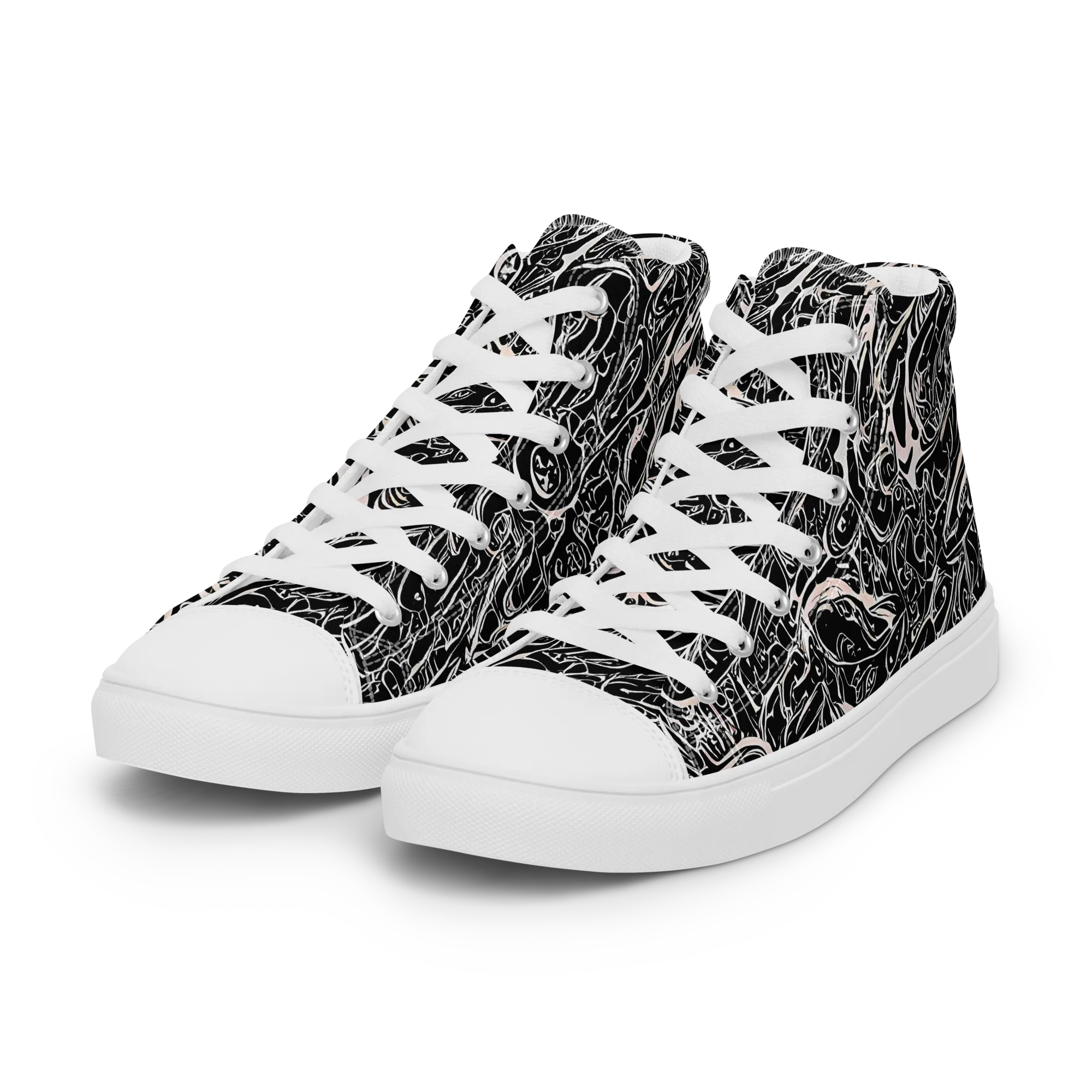 Ink Noir on Women's High Top Canvas Shoes — Left Front