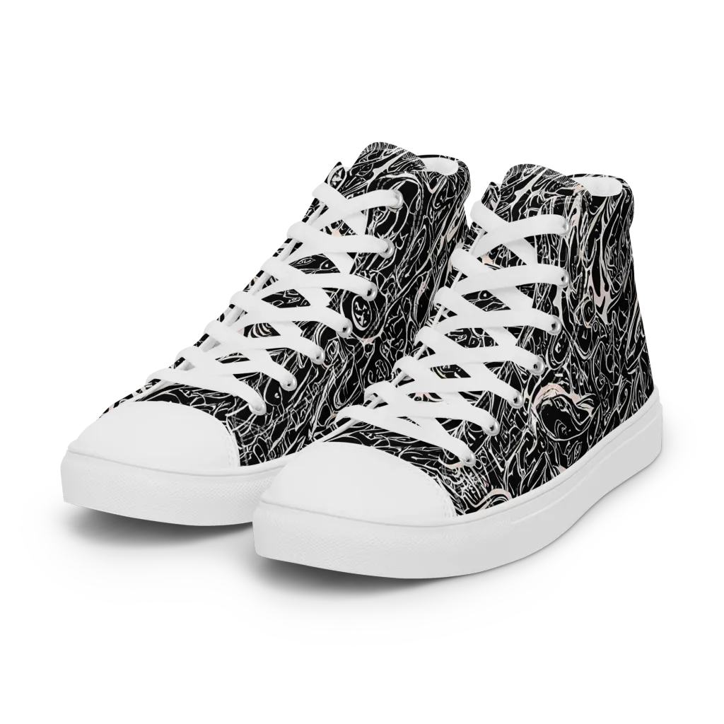 Ink Noir on Women's High Top Canvas Shoes — Left Front