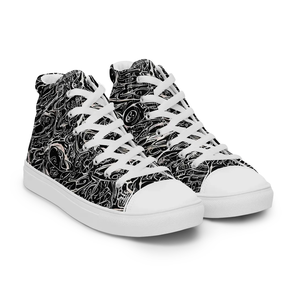 Ink Noir on Women's High Top Canvas Shoes — Right Front