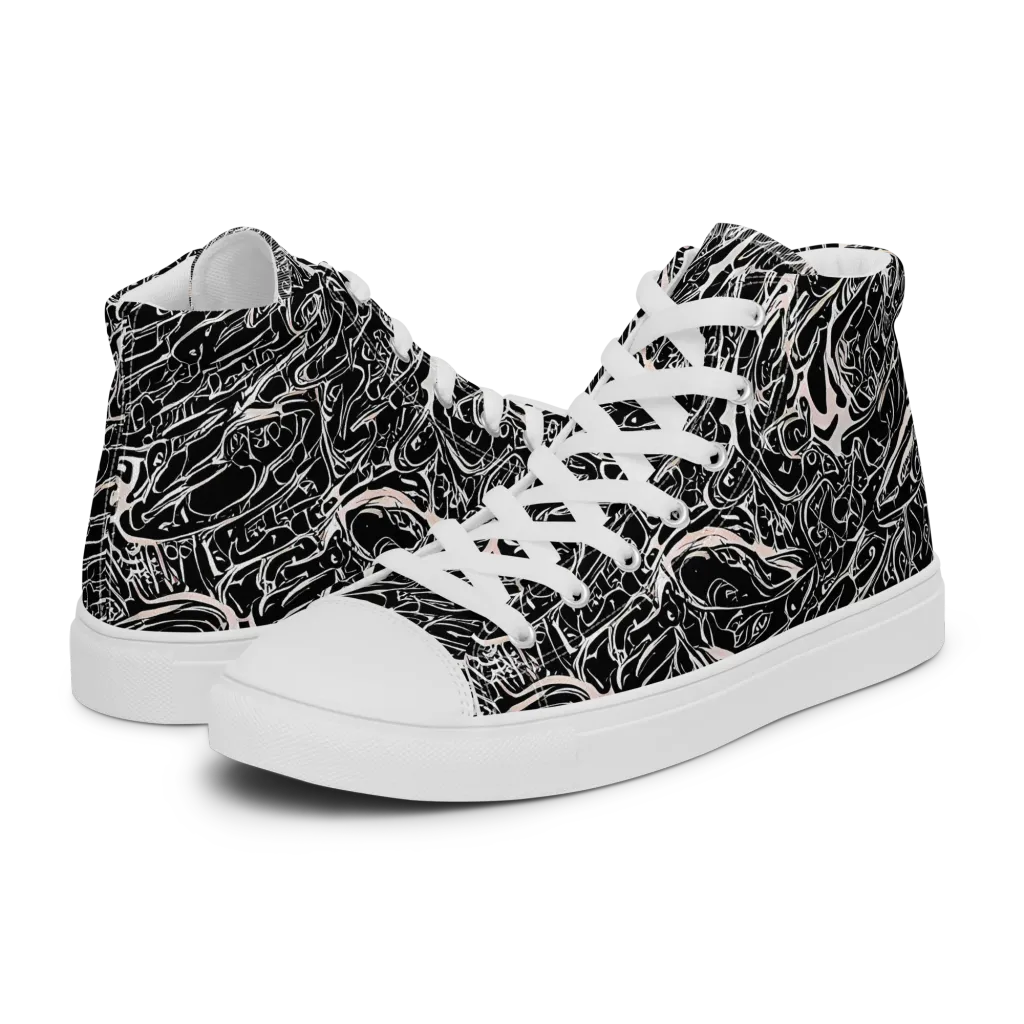 Ink Noir on Women's High Top Canvas Shoes — Left