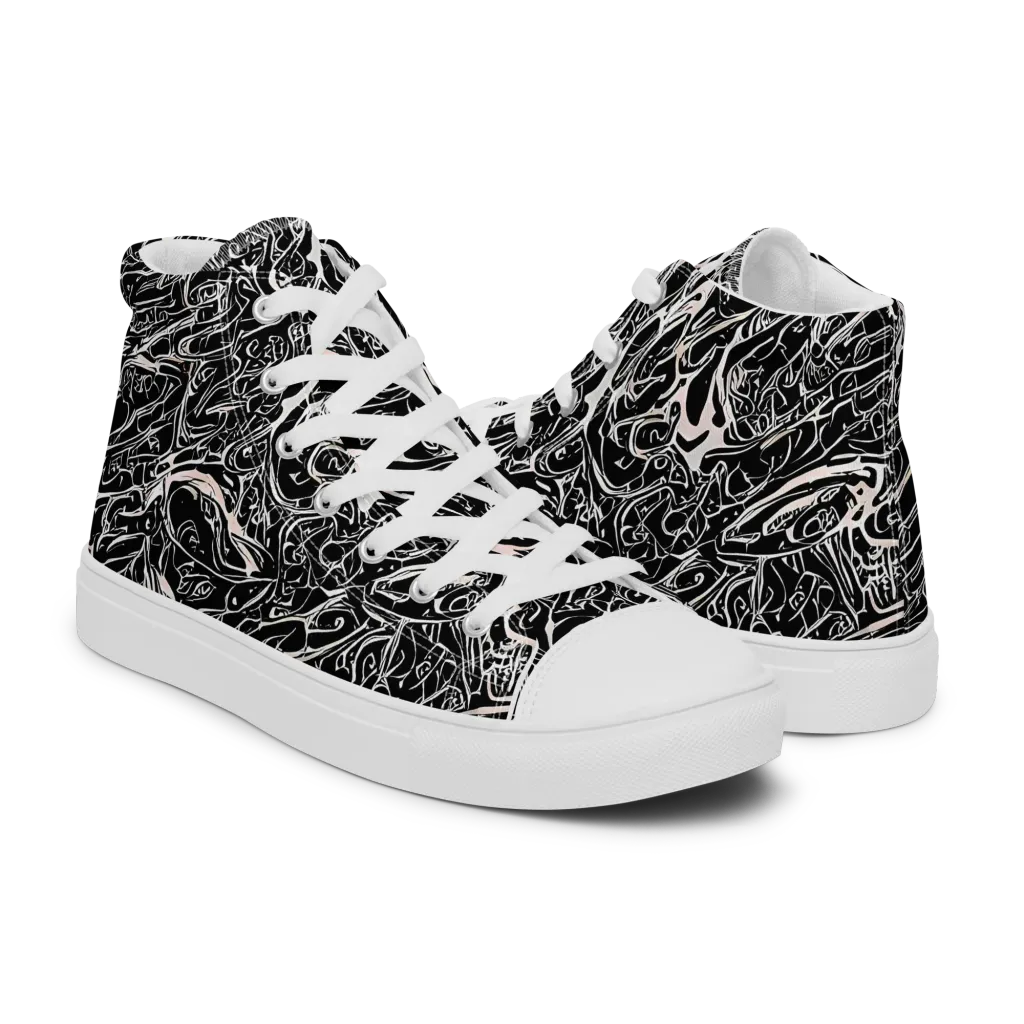 Ink Noir on Women's High Top Canvas Shoes — Right