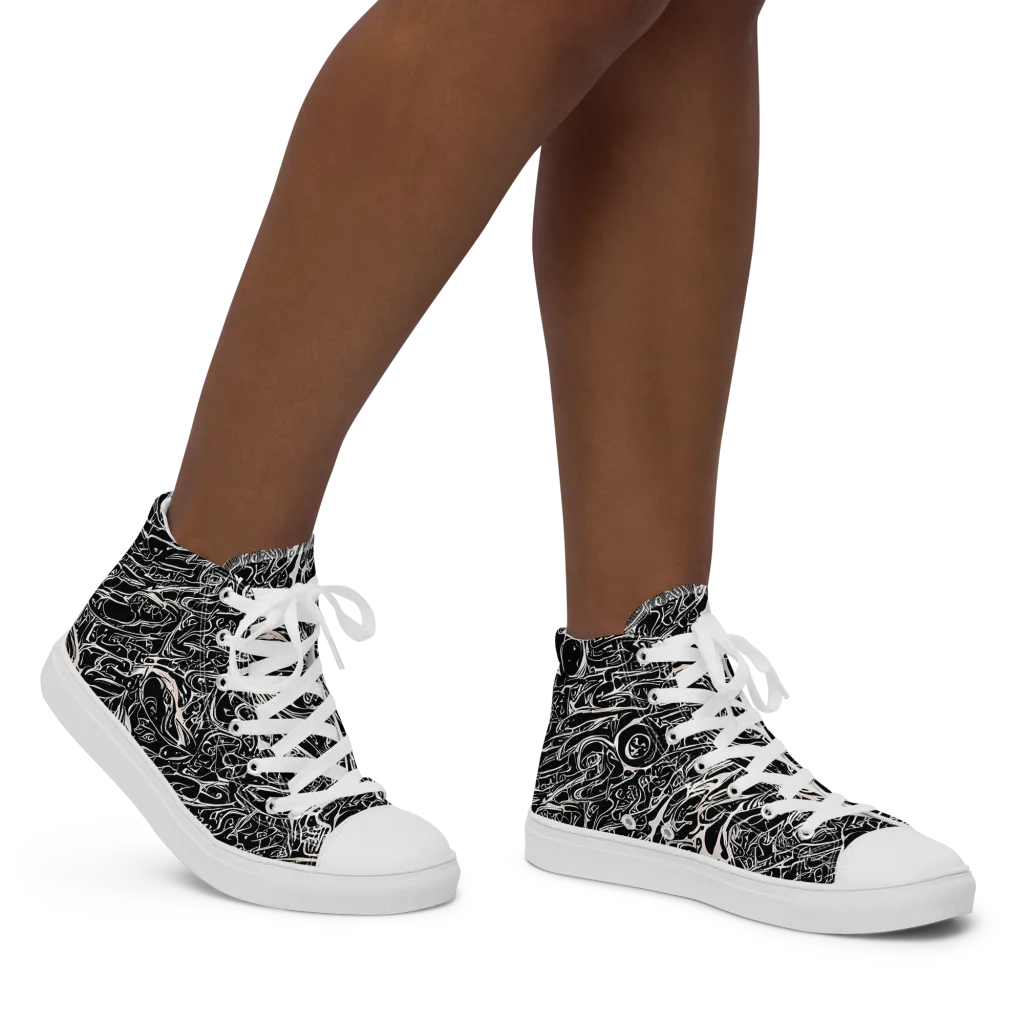 Ink Noir on Women's High Top Canvas Shoes — Right
