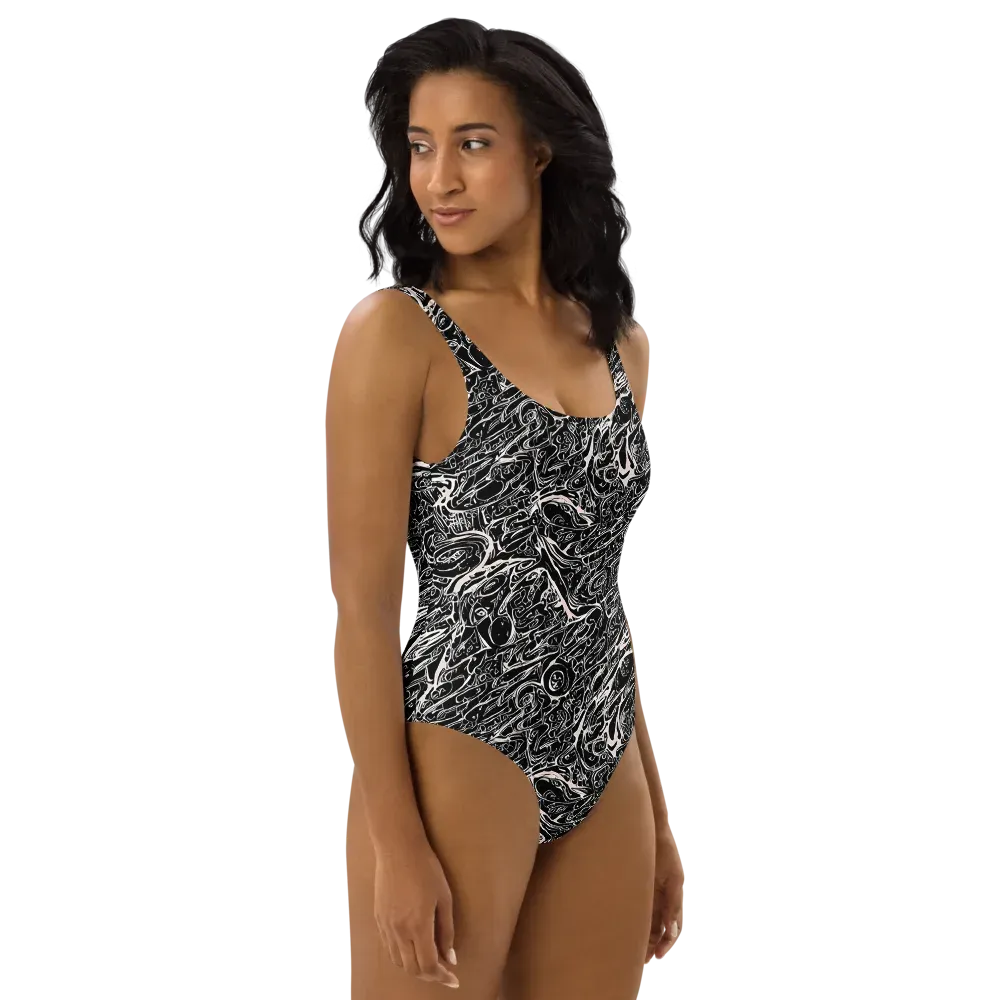 Ink Noir on One-Piece Swimsuit — Right