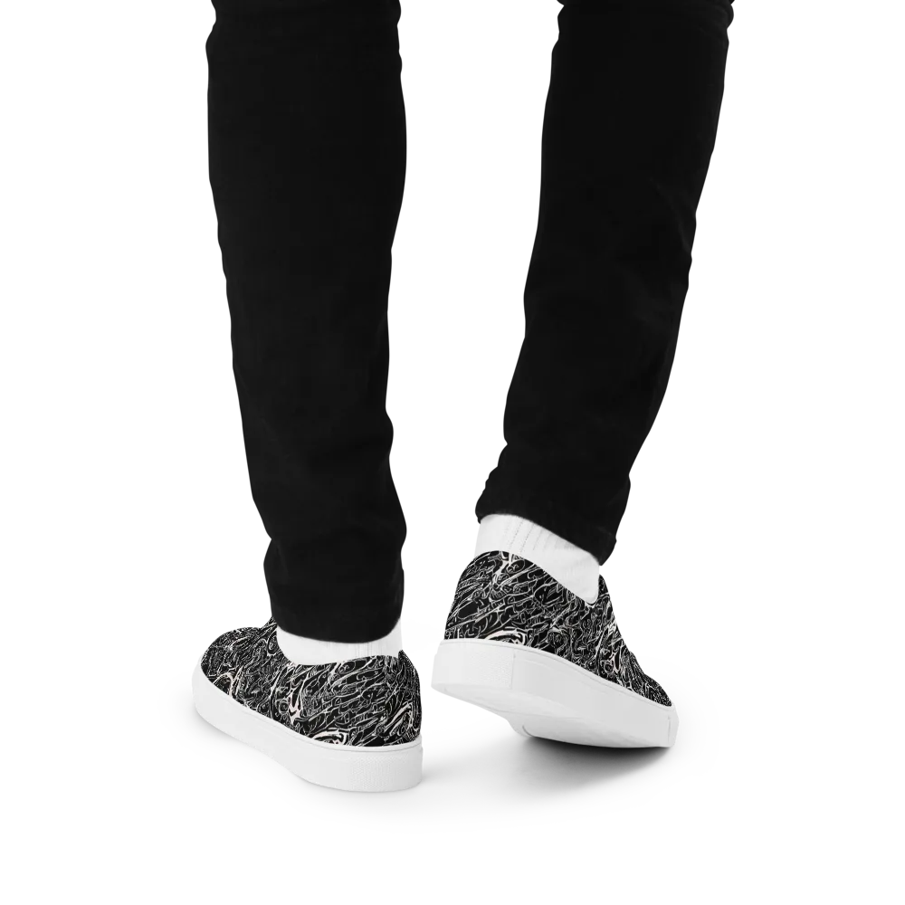 Ink Noir on Men's Lace-Up Canvas Shoes — Back