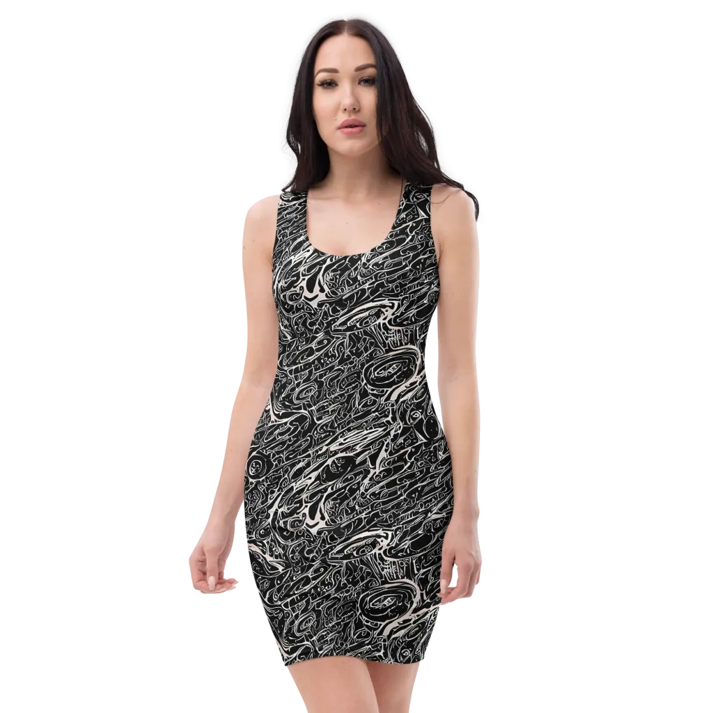 Ink Noir on Bodycon Dress — Front