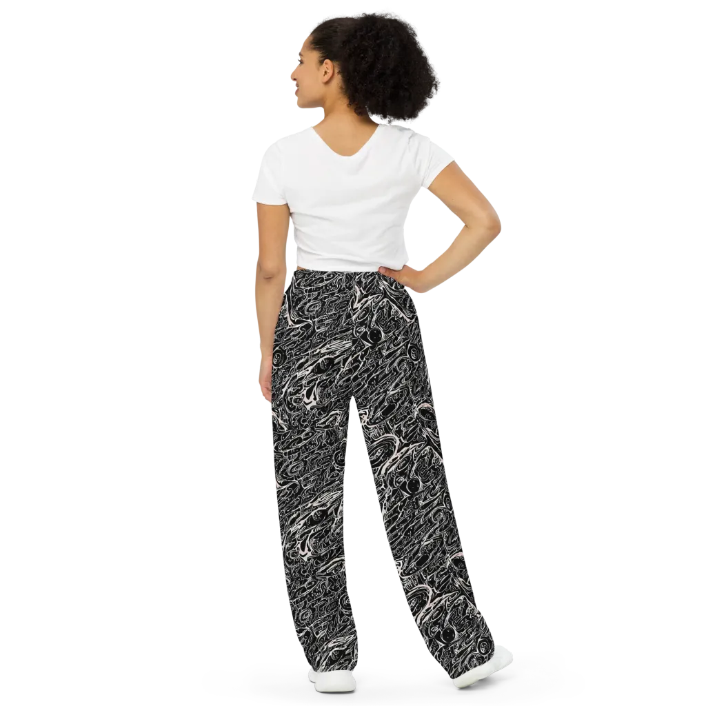 Ink Noir on Wide-Leg Pants — Back