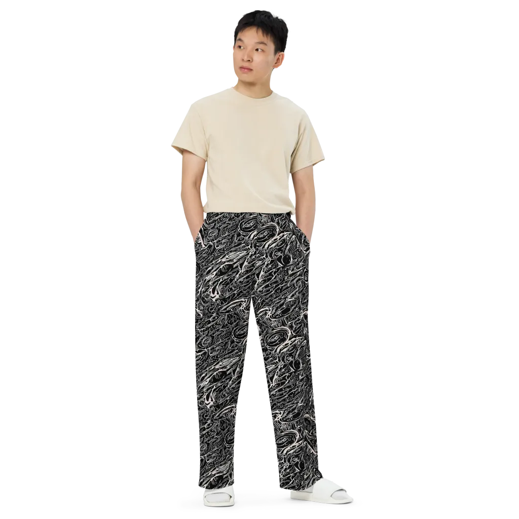 Ink Noir on Wide-Leg Pants — Front