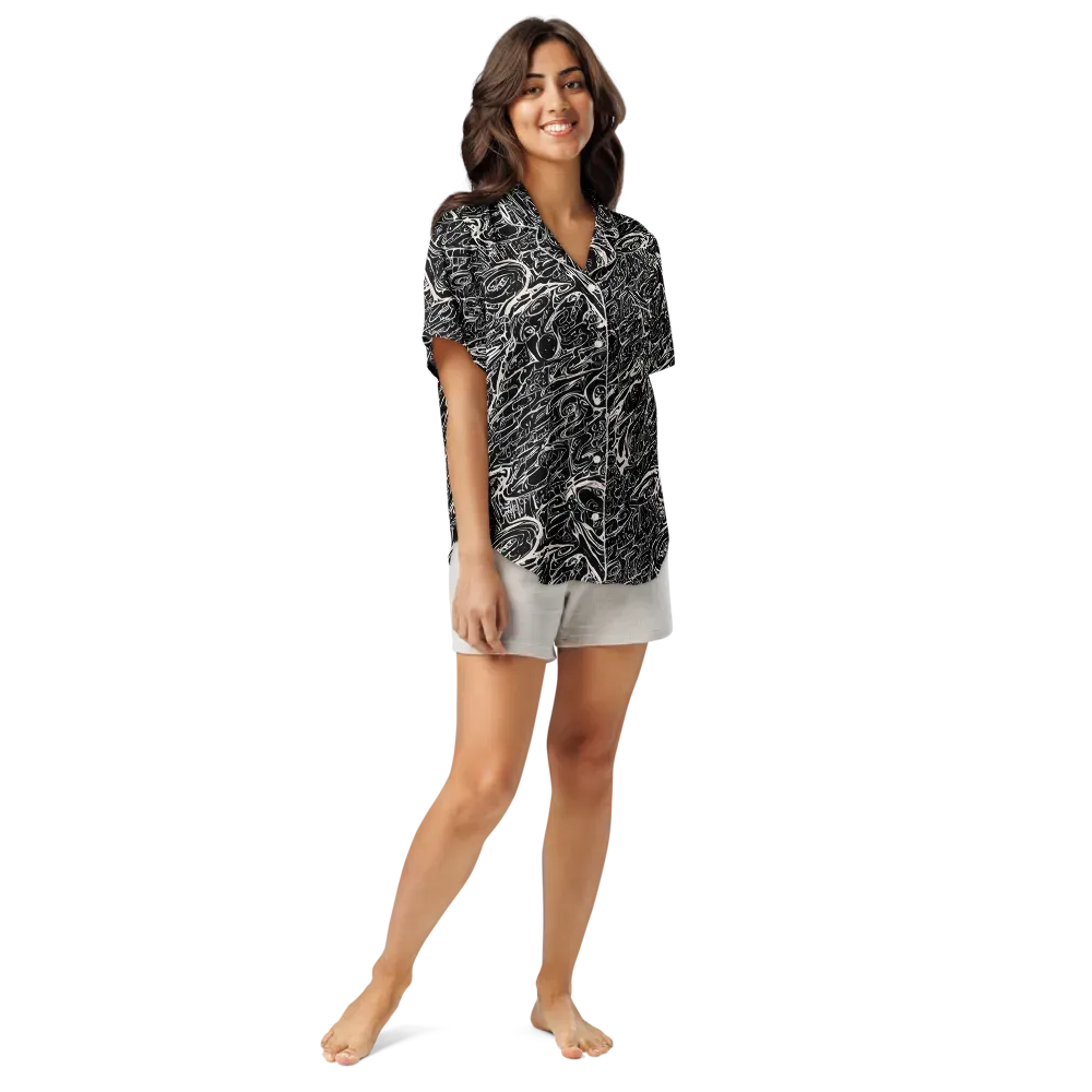 Ink Noir on Women's Short Sleeve Pajama Top — Front