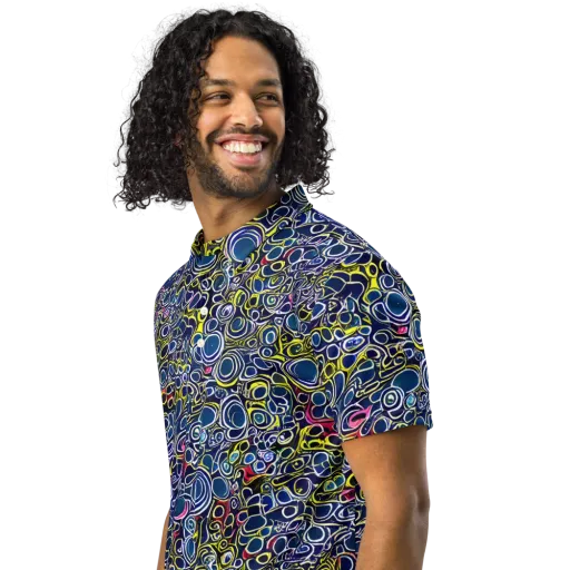 Lunar Loops on a Men's Slim Fit Polo Shirt