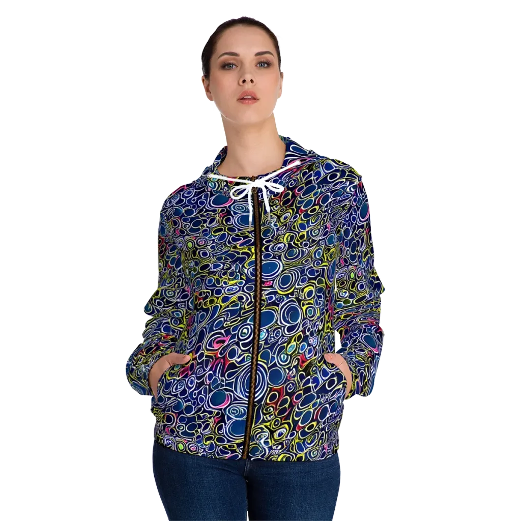 Lunar Loops on Women's Full-Zip Hoodie — Front On Person