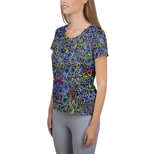 Lunar Loops on a Women's Athletic T-Shirt