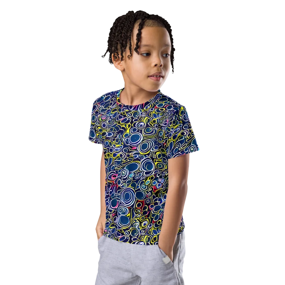 Lunar Loops on Kids Crew Neck T-Shirt — Left Front