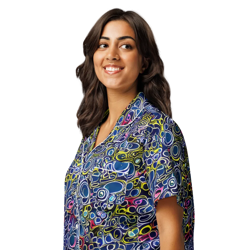 Lunar Loops on Women's Short Sleeve Pajama Top — Left Front