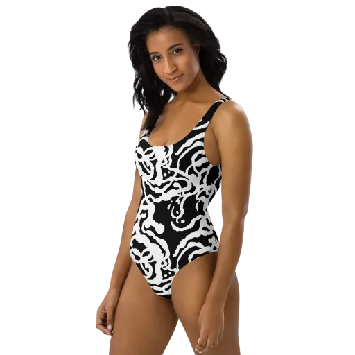Blackwater Rhythm on a One-Piece Swimsuit