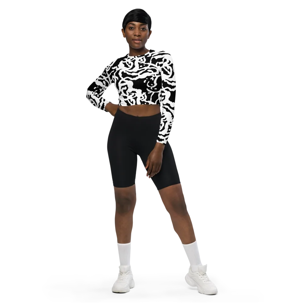 Blackwater Rhythm on Long Sleeve Crop Top — Front