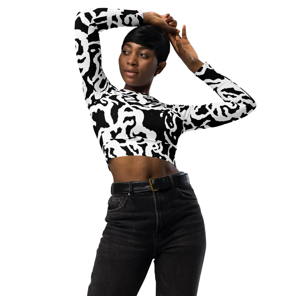 Blackwater Rhythm on Long Sleeve Crop Top — Front