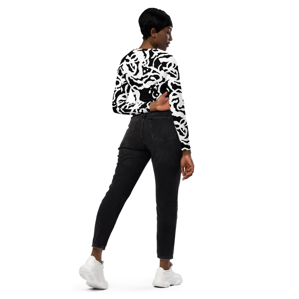 Blackwater Rhythm on Long Sleeve Crop Top — Right Back