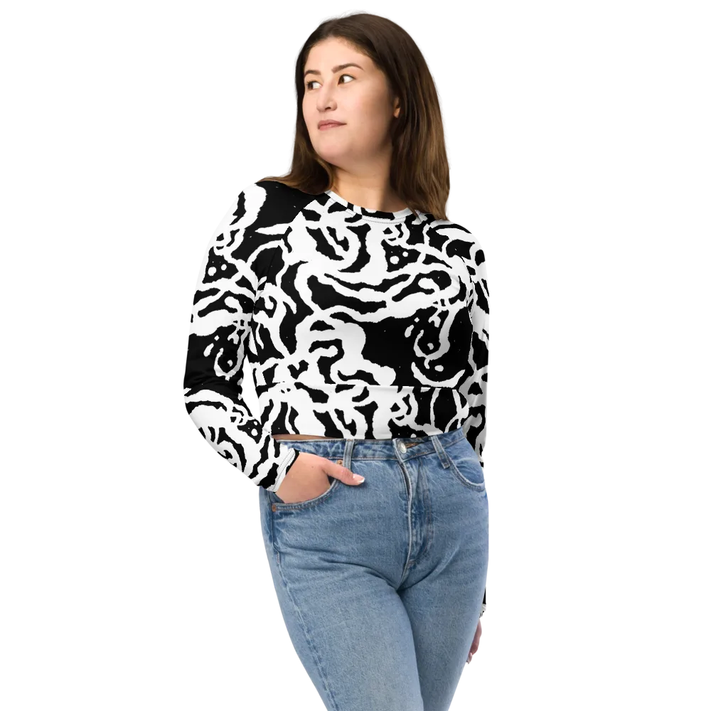 Blackwater Rhythm on Long Sleeve Crop Top — Front