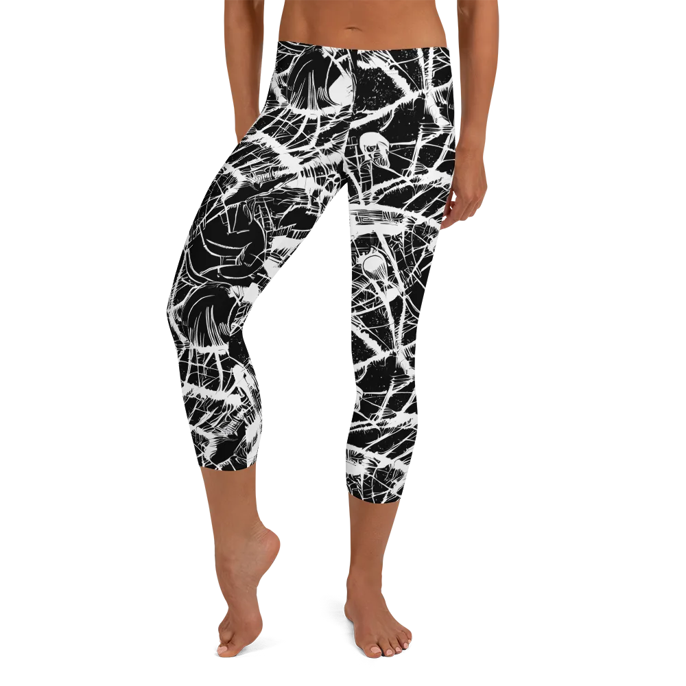 Noir Frond on Capri Leggings — Front